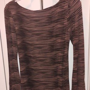 Tart xs brown and black striped slinky long sleeve dress